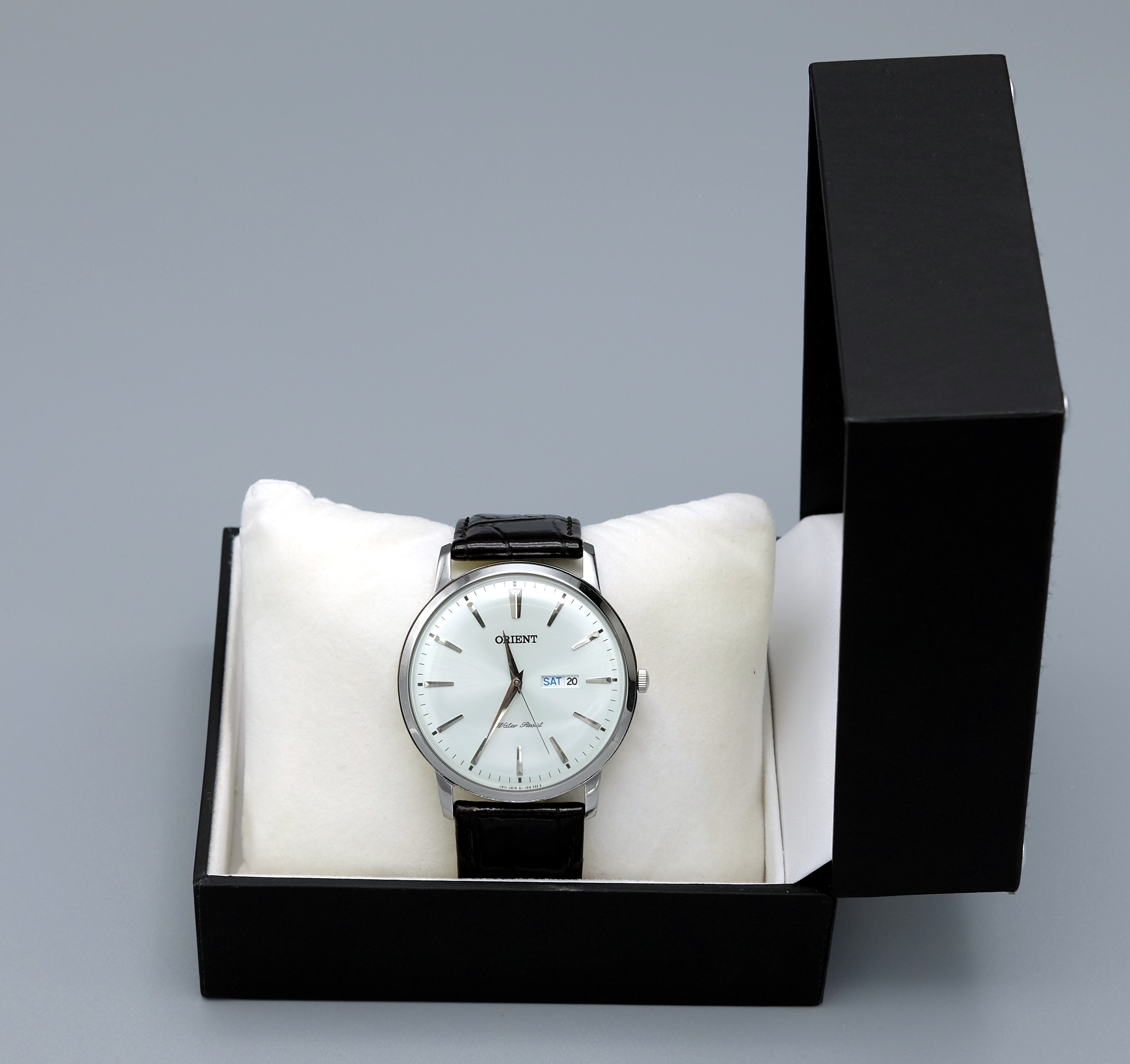 Orient Capital wristwatch displayed in its original presentation box