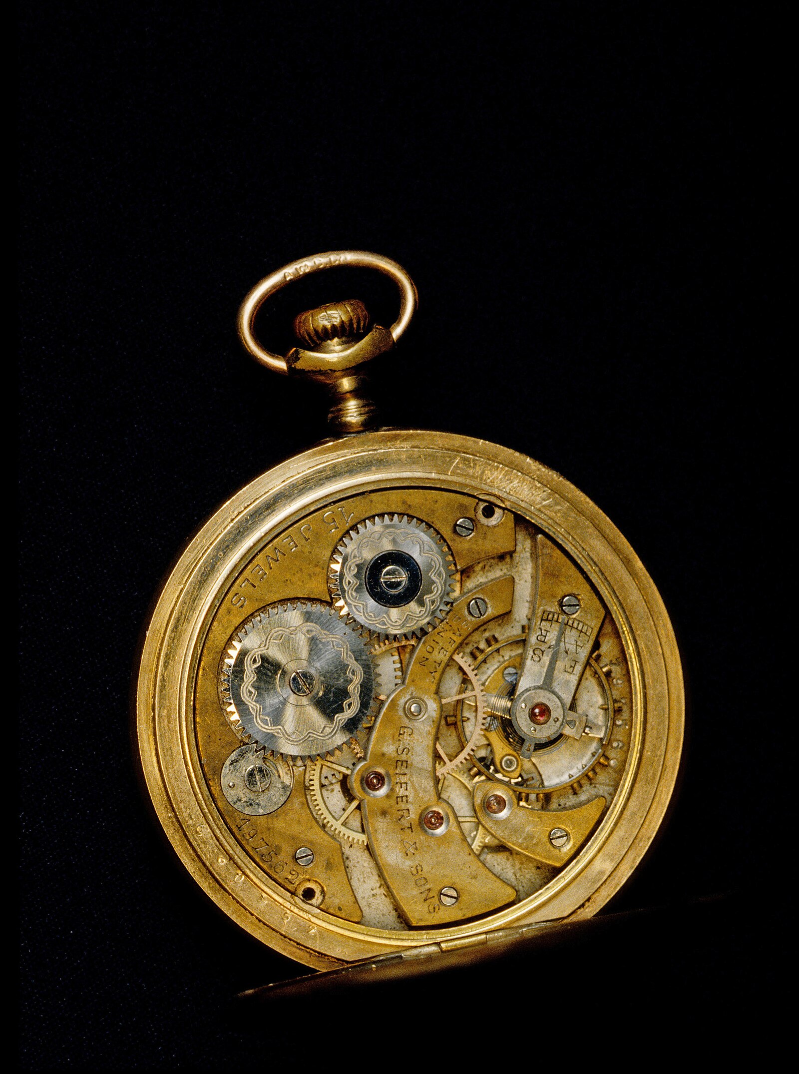Engraved serial numbers inside the caseback of a Jules Jurgensen watch